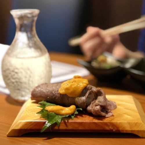 海膽壽司〜肉和海膽的搭配〜
