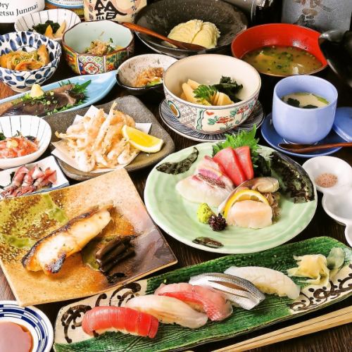 16 dishes with separate chirashi! Course with all-you-can-drink! Change for 5,000 yen!