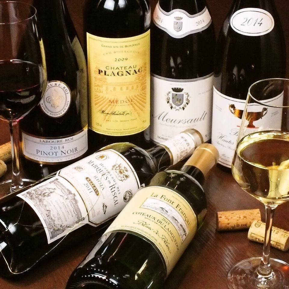 本格フレンチ料理に合うグラスワインを多数ご用意しております♪