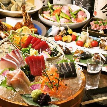 船橋市場直送の鮮魚や旬の食材！2H飲み放題付　特選コース5500円