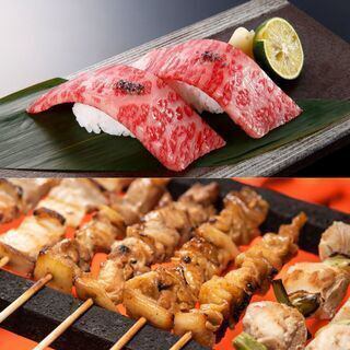 【3H食べ飲み】肉寿司×炭火焼き鳥含む全100品食べ飲み放題『笑福』3980円⇒2980円(税込)