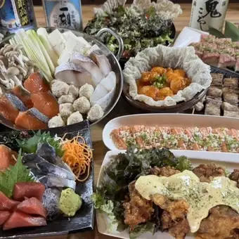 まるしま塩海鮮鍋宴会!生ビール込み120分飲み放題付き宴会コース!!
