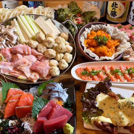 마루시마 닭 소금 츠쿠네 냄비 연회! 생맥주 포함 120 분 음료 무제한 연회 코스 !!
