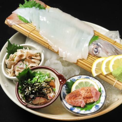 Yobuko squid sashimi and Hakata specialties…