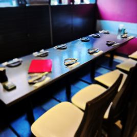 Two tables for six can be used as private tables for up to 12 people.