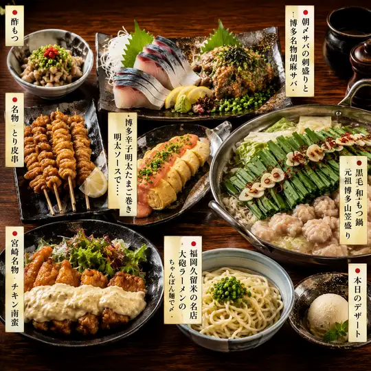 【博多観光歓迎♪】博多満喫コース│黒毛和牛もつ鍋付き│4,500円(税込)