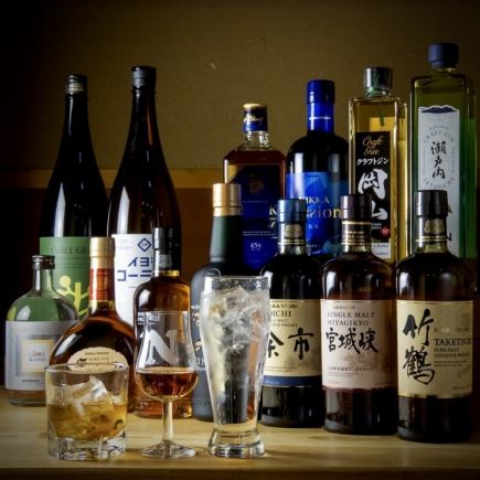 【成人尊享暢飲】90分鐘暢飲國產威士忌、國產烈酒等，價格為3,300日圓（含稅）