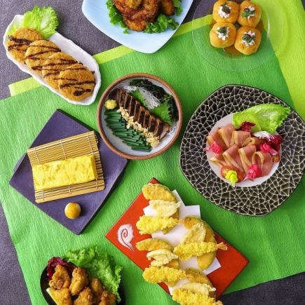 4月◇春野菜と海老の天ぷら、初鰹のたたき、手羽先「はながさコース」飲み放題3H含む全9品