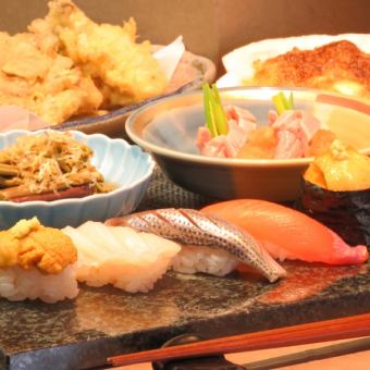 Sushigen Omakase [Iwate Whole Course] Dish and Nigiri 6,400 yen (tax included)