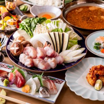 [Monkfish hotpot course with luxurious seasonal ingredients] New Year's party, welcoming/farewell party, business entertainment, dinner party, anniversary <8 dishes total> 9000 yen (9900 yen including tax)