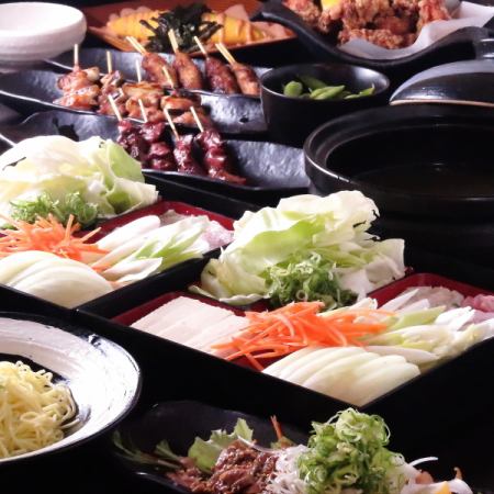 鍋宴会No.1【鶏ガラ塩鍋コース】150分飲み放題付き全9品5000円（税込）