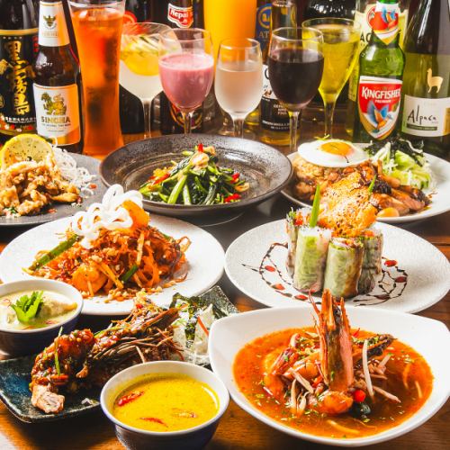 [All-you-can-eat and drink for 2,980 yen] 40 dishes in total (2 hours all-you-can-eat and drink!) Southeast Asian food-filled banquet course ♪