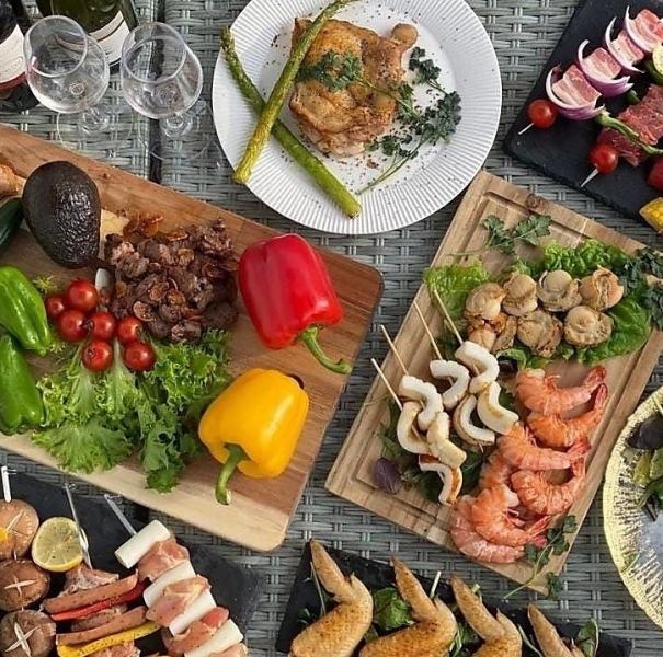 個室×テラスで飲み放題付BBQ宴会！