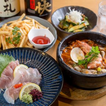 【日～木限定◆】飲み放題付き2次会コース！刺身盛り合わせやパスタ含む全4品2980円(税込)