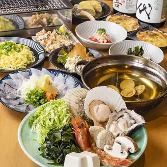 【12월 1일~1월 3일】2H 음료 무제한 ◎송년회 한정☆해물 샤브샤브 코스[전9품]6500엔(부가세 포함)
