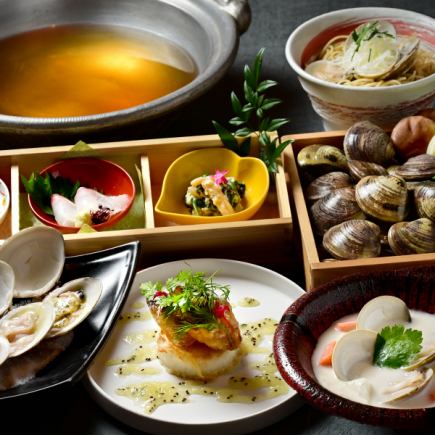 和牛薄切り肉のおろしステーキ・はましゃぶ等を楽しめる！全7品『はまぐりコース』6,800円(税込)