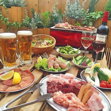 [Saturdays, Sundays, and holidays◆2 hours of all-you-can-drink included] Very popular! Empty-hands BBQ plan [6,000 yen] for 4 people ~