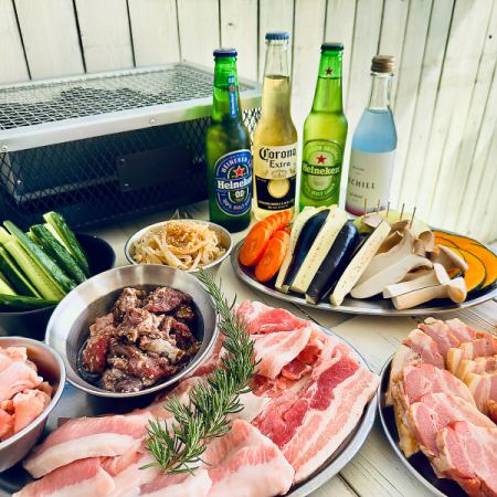 手ぶらBBQプラン 乾杯スパークリング付!!《2時間飲み放題付》6,000円(税込)