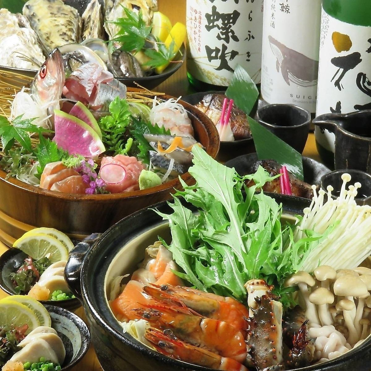 【2H飲み放題付】贅沢食材を使った海鮮鍋等全7品7000円→6000円