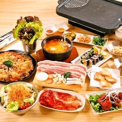 [Samgyeopsal course] ★4,000 yen (tax included) (for 3 people or more) + 1,500 yen (tax included) includes 120 minutes of all-you-can-drink