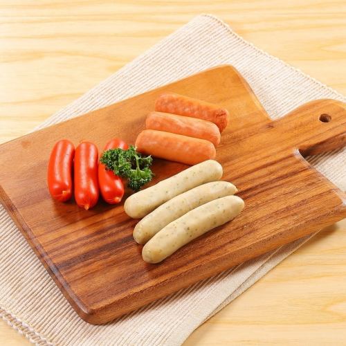 Assortment of three types of sausage