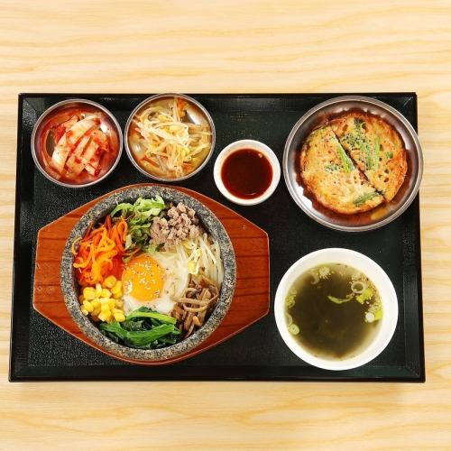 Stone grilled bibimbap set meal