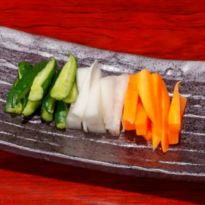 Assortment of three kinds of lightly pickled vegetables