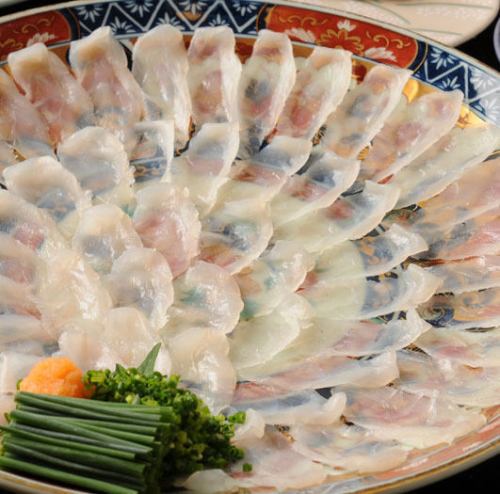 Natural tiger blowfish sashimi