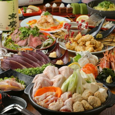 [5 types of hot pot to choose from] ``Tachibana nabe course'' with 250 types of all-you-can-drink including Sakaiminato yellowtail shabu, Iwami pork, pork shabu, offal hot pot, etc.