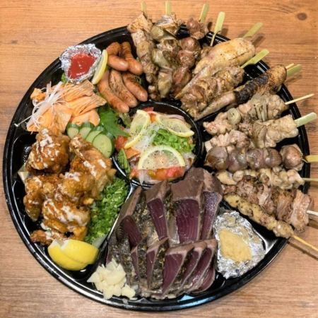 [For takeout] Hors d'oeuvre charcoal-grilled yakitori & straw-grilled bonito etc. 3000 yen ☆ Please make a reservation at your desired date and time!