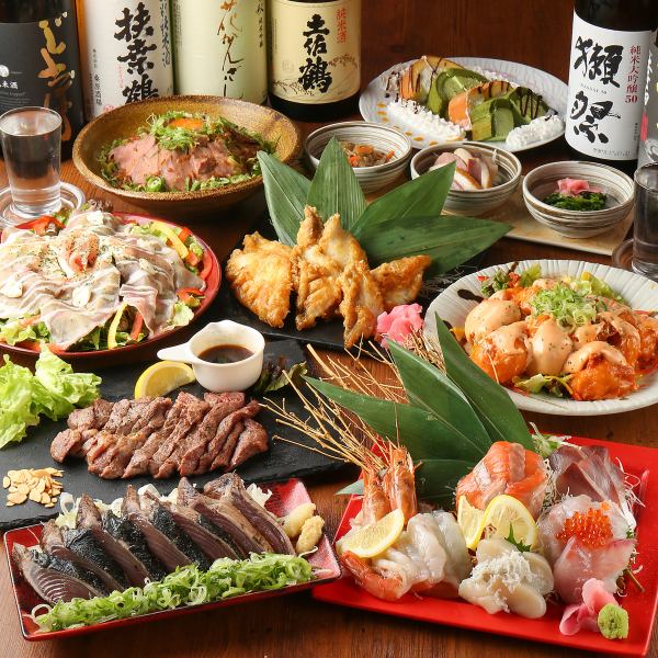 草烤料理满满的！安格斯牛小肋牛排和草烤鲣鱼生鱼片拼盘♪还有立花套餐5,000日元！