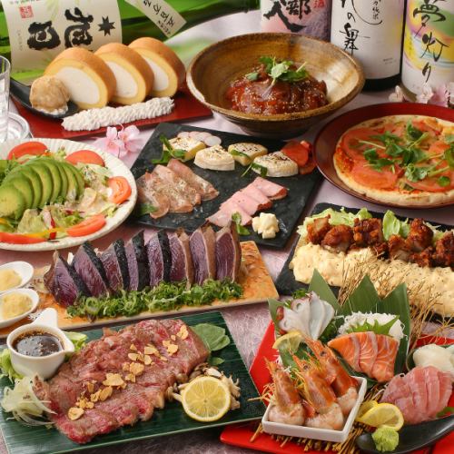 Manager's recommendation♪ Beef skirt steak/5 types of sashimi/straw-grilled bonito "Manager's special course" 2 hours with all-you-can-drink of 250 types