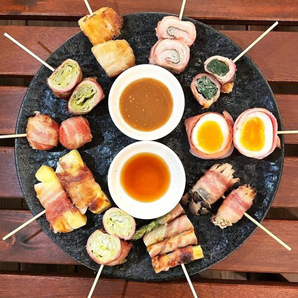 [Handmade by a vegetable sommelier♪] A variety of Hakata skewers wrapped in vegetable meat ☆ The round skewers are large ★ Share with everyone ◆ From 200 yen (tax included)