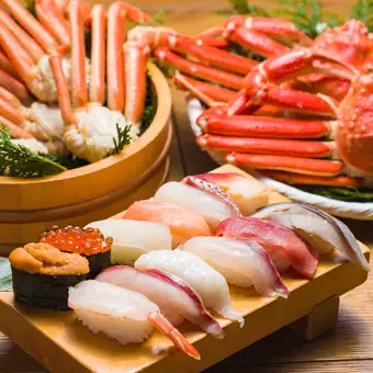 ■90分鐘無限量壽司和雪蟹■ 9,900日圓（超過70種菜）