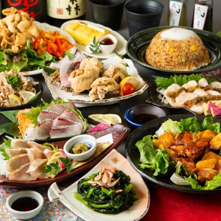 Best value for money on weekdays! Seared chicken from Kyushu x secret fried chicken ◇ 2 hours all-you-can-drink included ◇ Full course without hot pot