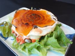 カニグラタンの自家製ウニソース焼き