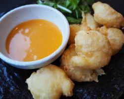 Grilled shrimp with homemade sea urchin sauce