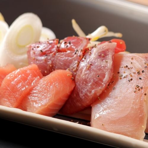 Three kinds of tuna teppanyaki