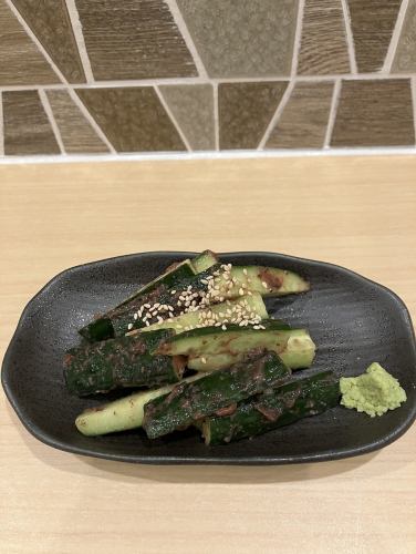 梅きゅうり/辛味噌きゅうり/辛味噌ピーマン/梅水晶/枝豆/長芋醤油漬け 各