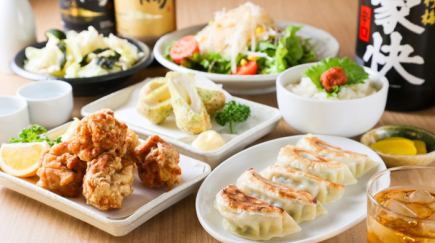 【2時間飲み放題付き】お手軽宴会コース◎若鶏の唐揚げや手包み焼き餃子など全8品♪2980円(税込)