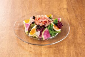 Caesar salad with prosciutto and soft-boiled egg