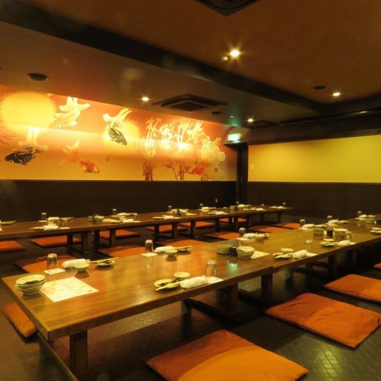 宴会にご利用いただける最大90名様まで対応可能な座敷個室席も！