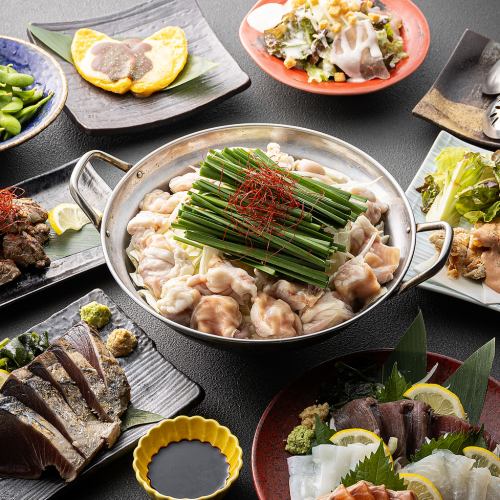 [Hot Pot] Ryoma's winter hot pot is all about motsunabe! 8 dishes including seared bonito grilled over straw ◎ All-you-can-drink 250 kinds of drinks including draft beer! Hiryu Course 4,000 yen