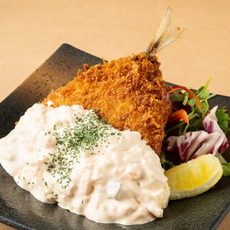 Huge fried horse mackerel