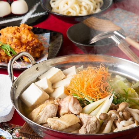 A classic drinking party course: Two kinds of fresh fish, chicken steak, and mizutaki hotpot ■ 90 minutes of all-you-can-drink with Kinmugi