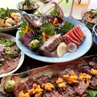 夏の豪華宴会コース6,000円★アジ姿付き刺し盛・広島牛・鱧唐揚げ《120分飲み放題付》