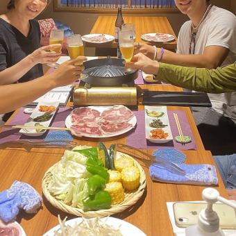 Includes horse sashimi! Lamb barbecue course A {5,500 yen all-you-can-drink course}120 minutes all-you-can-drink (last order 90 minutes)