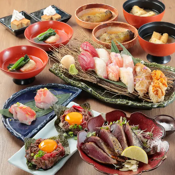7000円コース「祭」｜藁焼きと鮨の饗宴