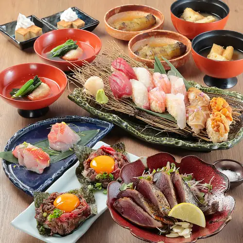 7000円コース「祭」｜藁焼きと鮨の饗宴