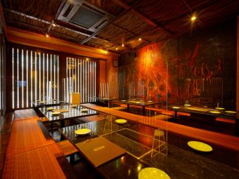 The digging seat can be reserved in a private room for 20 to 25 people ♪ [Tenmonkan, entertainment, all-you-can-drink, shabu-shabu, motsunabe, yakitori, izakaya, course, Japanese food, local cuisine, Kagoshima, Japanese black beef]